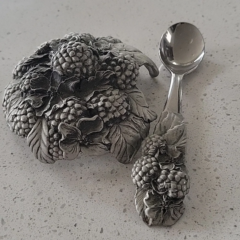 Vintage Pewter Jam Lid & Spoon Canada 1991 Seagull